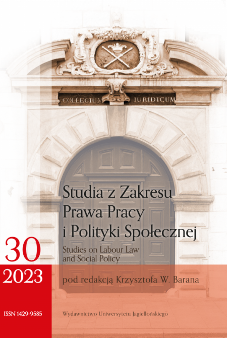 Book cover Studia z Zakresu Prawa Pracy i Polityki Społecznej (30) 2023