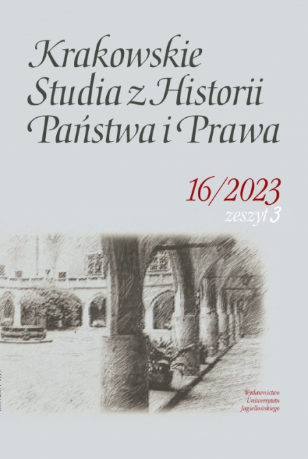 Book cover Krakowskie Studia z Historii Państwa i Prawa, tom 16, zeszyt 3