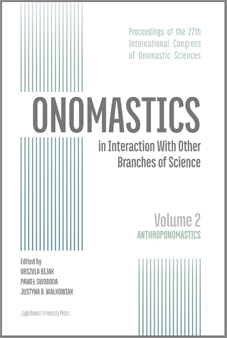 Book cover Onomastics in interaction with other branches of science. Volume 2