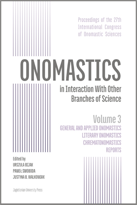 Book cover Onomastics in interaction with other branches of science. Volume 3